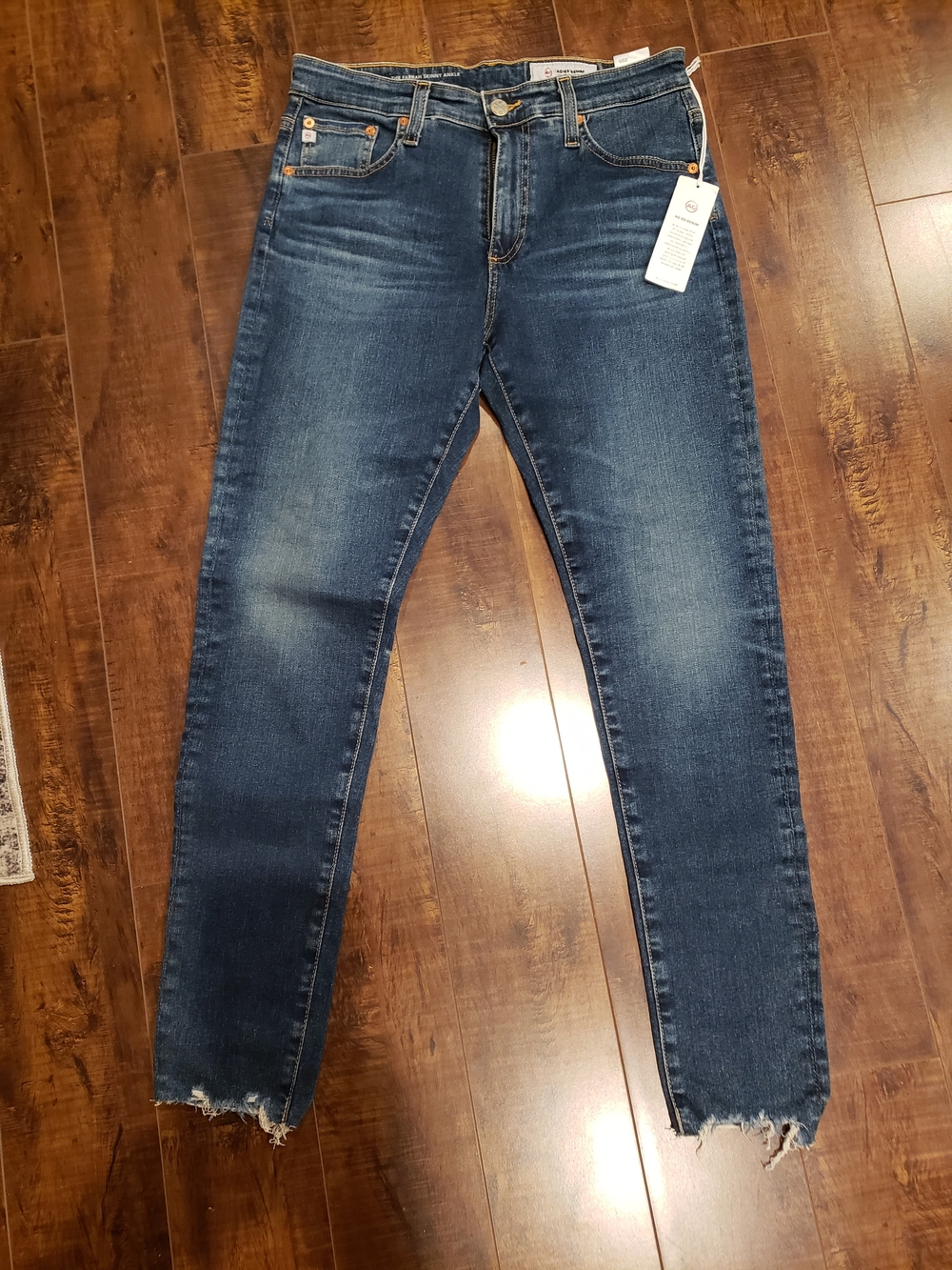 AG Adriano Goldschmied Women's Medium Blue Skinny Jeans with Frayed Hem -NWT